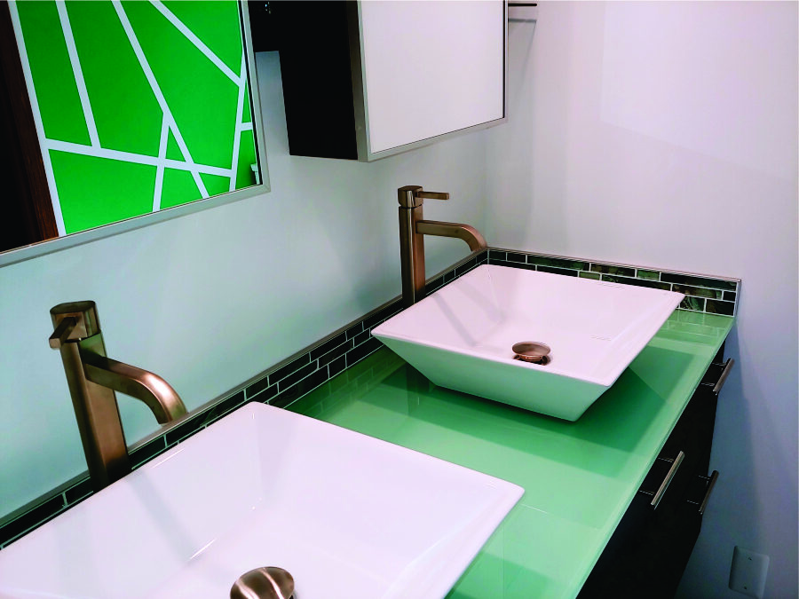 Custom glass counter fabrication